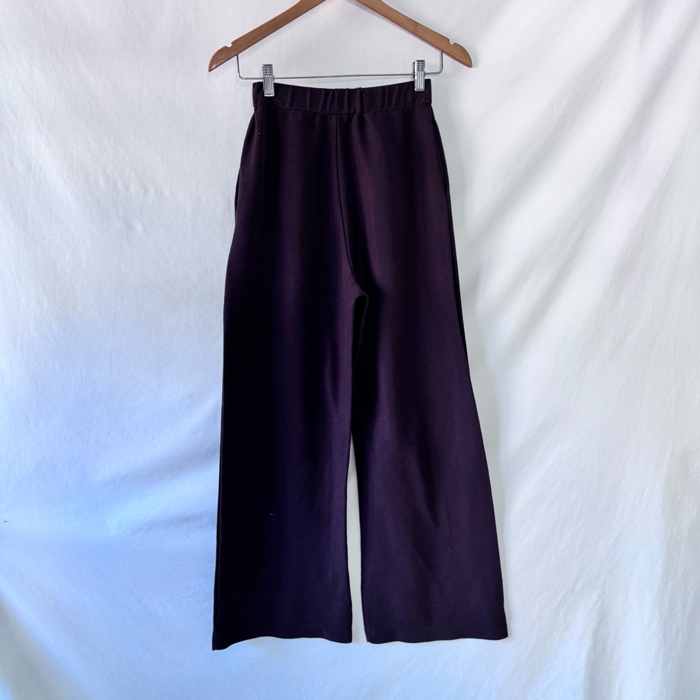 Zara Brown Wide Leg Pants Elastic Waist Pockets Pull On Size Small - Picture 2 of 11